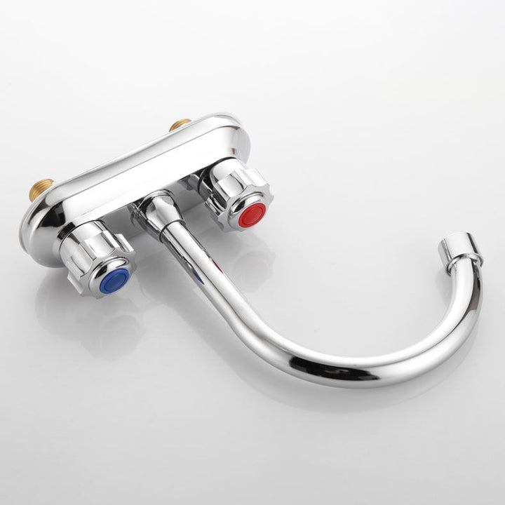 Lisslune | Modern Center Set Faucet Chrome 2 Handle Swivel Spout Sink Faucet