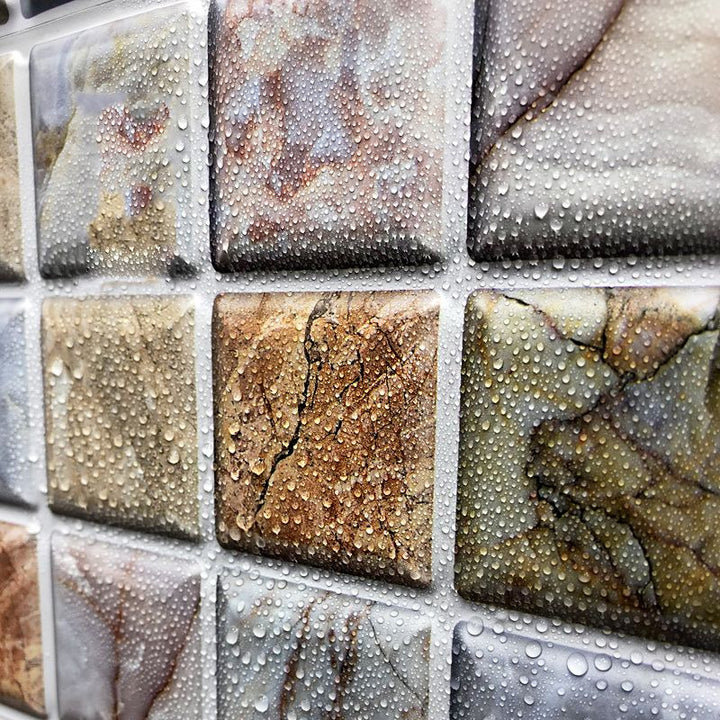 Lisslune | Square Peel and Stick Tile Mosaic Waterproof PVC Peel & Stick Tile for Shower 5-Pack