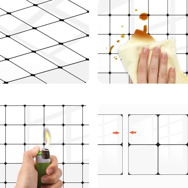 Lisslune | Quadrat Peel and Stick Back Wall Tile PVC Peel and Stick Tile for the Kitchen