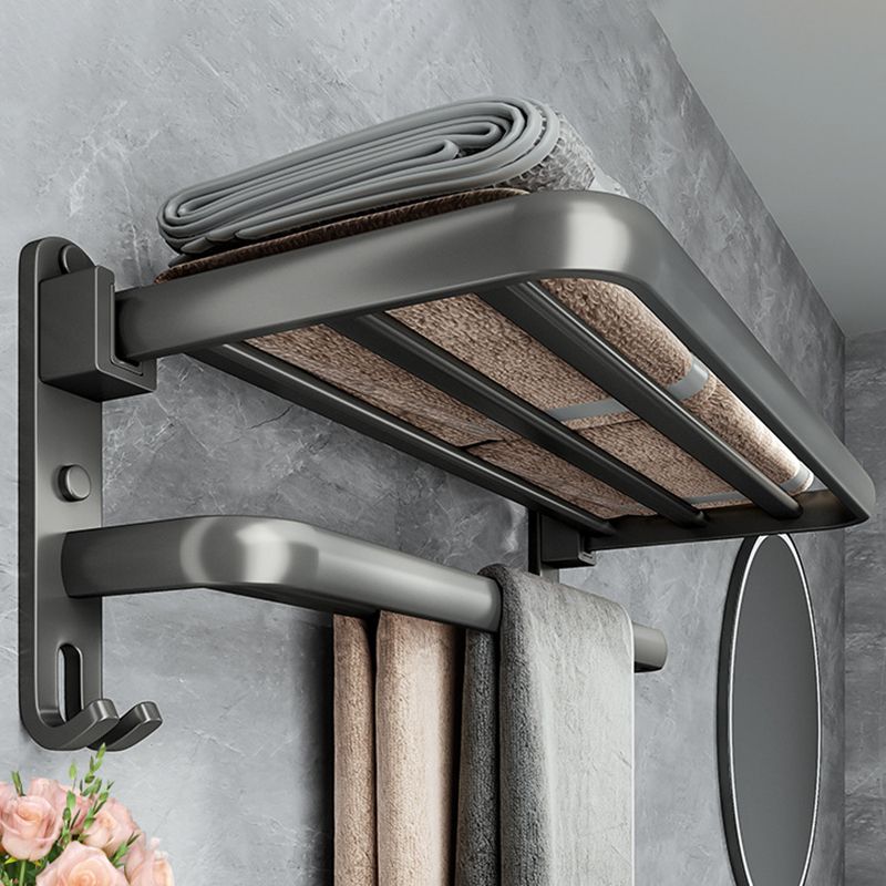 Lisslune | Contemporary Bathroom Accessory Set Gray Aluminum Bathroom Shelf/Towel Holder/Bathtub Hook