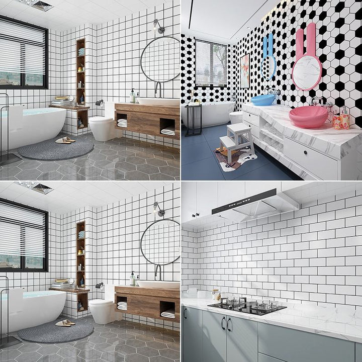 Lisslune | 12" x 24" marbling single plate waterproof backsplash wall tile for bathroom