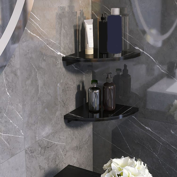 Lisslune | 3-piece modern bathroom accessory set marble and metal bathroom shelf