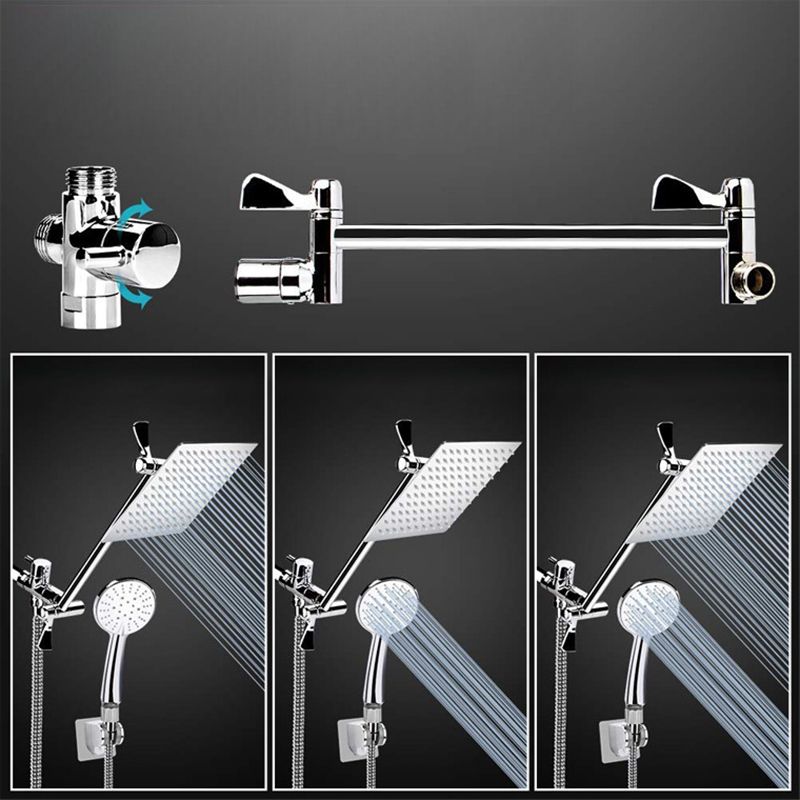 Lisslune | Modern Style Dual Shower Head 9-Spray Silver Wall Mount Shower Head