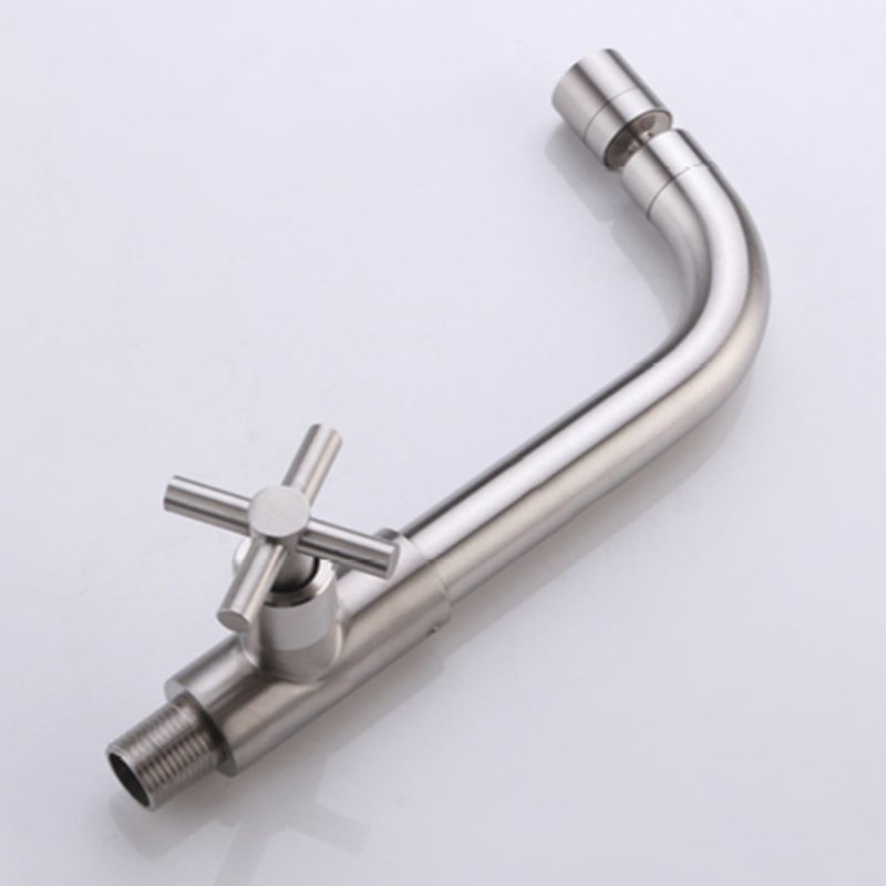 Lisslune | Contemporary Wall-Mounted Bathroom Faucet Cross Handles Stainless Steel Faucet
