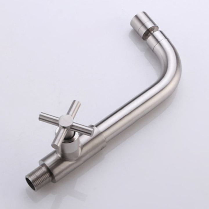 Lisslune | Contemporary Wall-Mounted Bathroom Faucet Cross Handles Stainless Steel Faucet