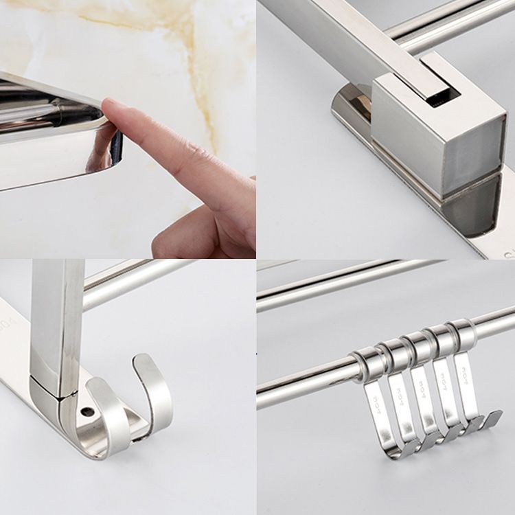 Lisslune | Modern Bathroom Accessory Set Made of Chrome-Plated Stainless Steel with Bathrobe Hook/Towel Bar