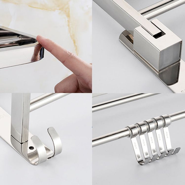 Lisslune | Modern Bathroom Accessory Set Made of Chrome-Plated Stainless Steel with Bathrobe Hook/Towel Bar