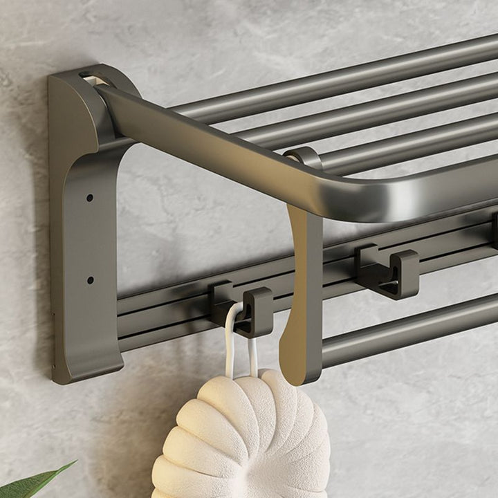 Lisslune | Modernism Aluminum Bathroom Accessory Set Gray Metal Bathroom Set with Towel Holder/Bath Shelf