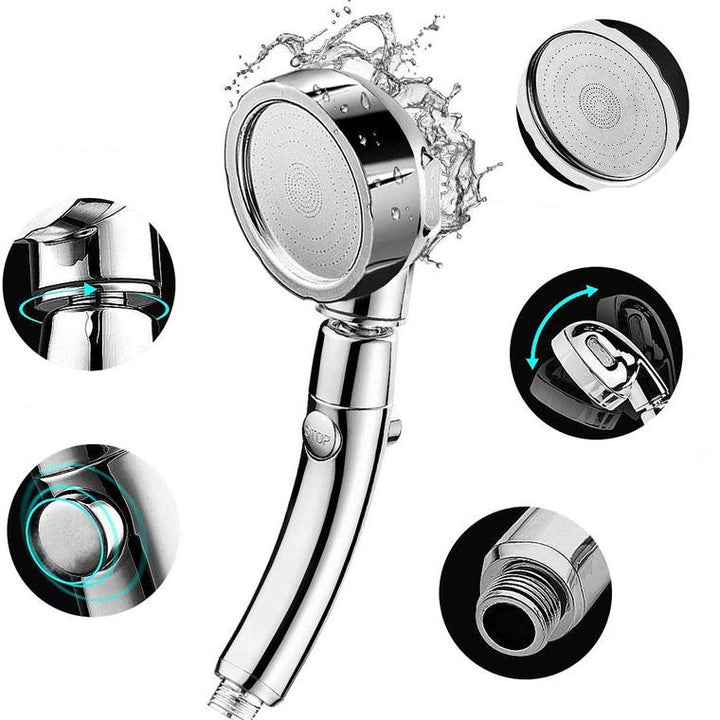 Lisslune | Contemporary Hand Shower Head Silver 3 Spray Pattern Wall Mount Shower Head