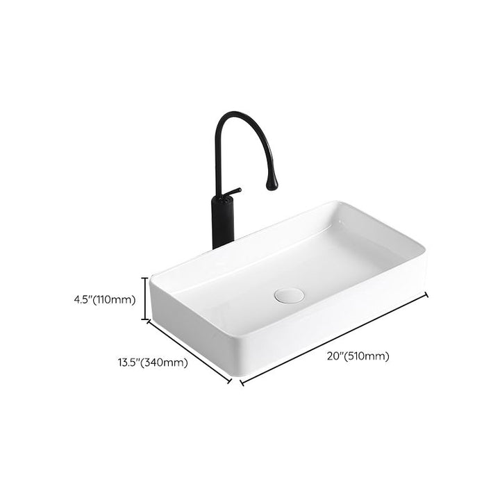 Lisslune | Modern Vessel Sink Porcelain Rectangular Vessel Sink (Not Included Faucet)