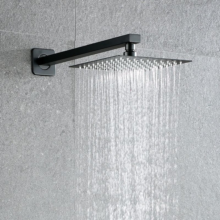Lisslune | Black Square Fest Shower Head Modern Style Wall Mounted Shower Head