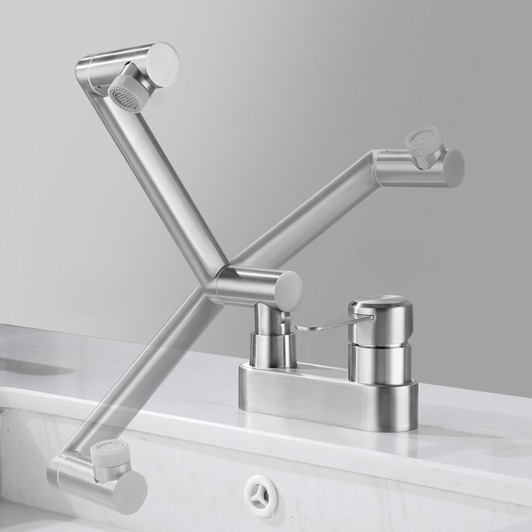Lisslune | 2 holes sink faucet swivel stainless steel single handle central mount faucet