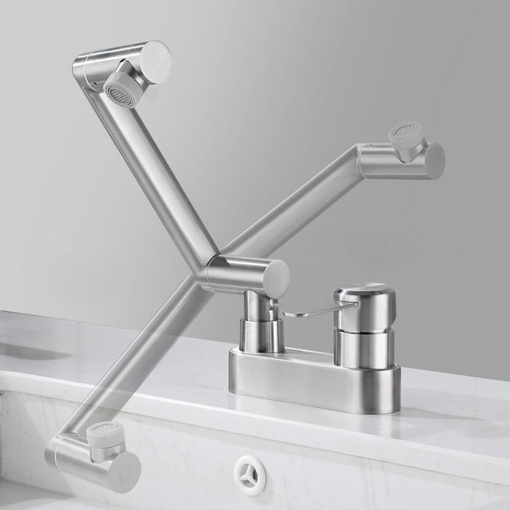 Lisslune | 2 holes sink faucet swivel stainless steel single handle central mount faucet