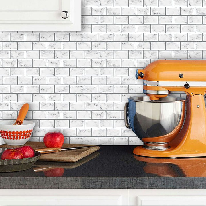 Lisslune | Peel and Stick Tiles Rectangular Stain Resistant PVC Subway Peel and Stick Tiles for the Kitchen