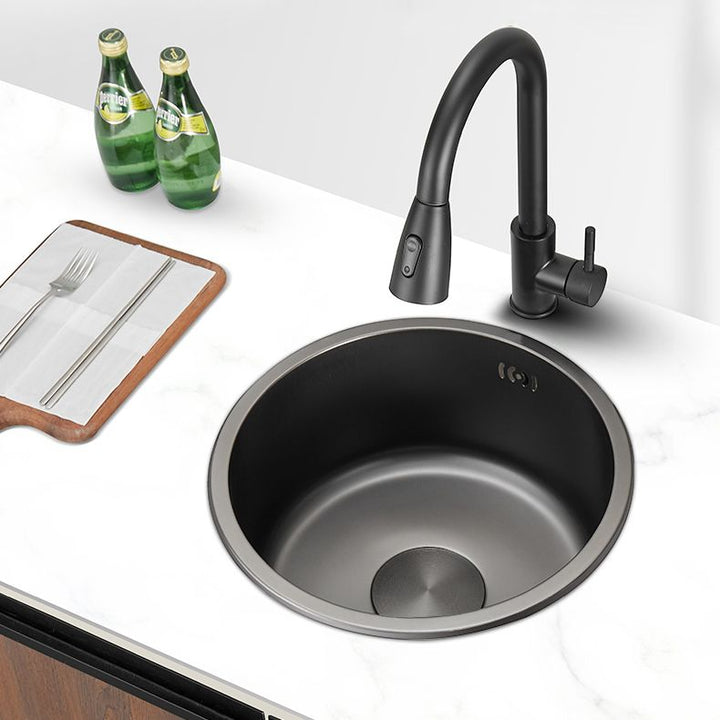 Lisslune | Kitchen Sink Round Single Bowl Color and Scratch Resistant Under-mounted Stainless Steel Kitchen Sink