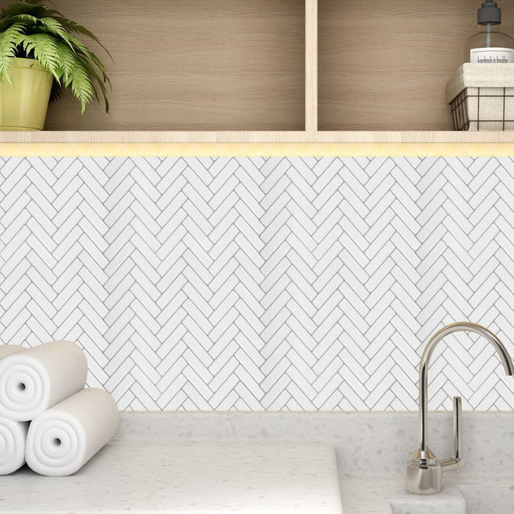 Lisslune | Modern Peel and Stick Tiles PVC Herringbone Peel and Stick Backsplash Tiles