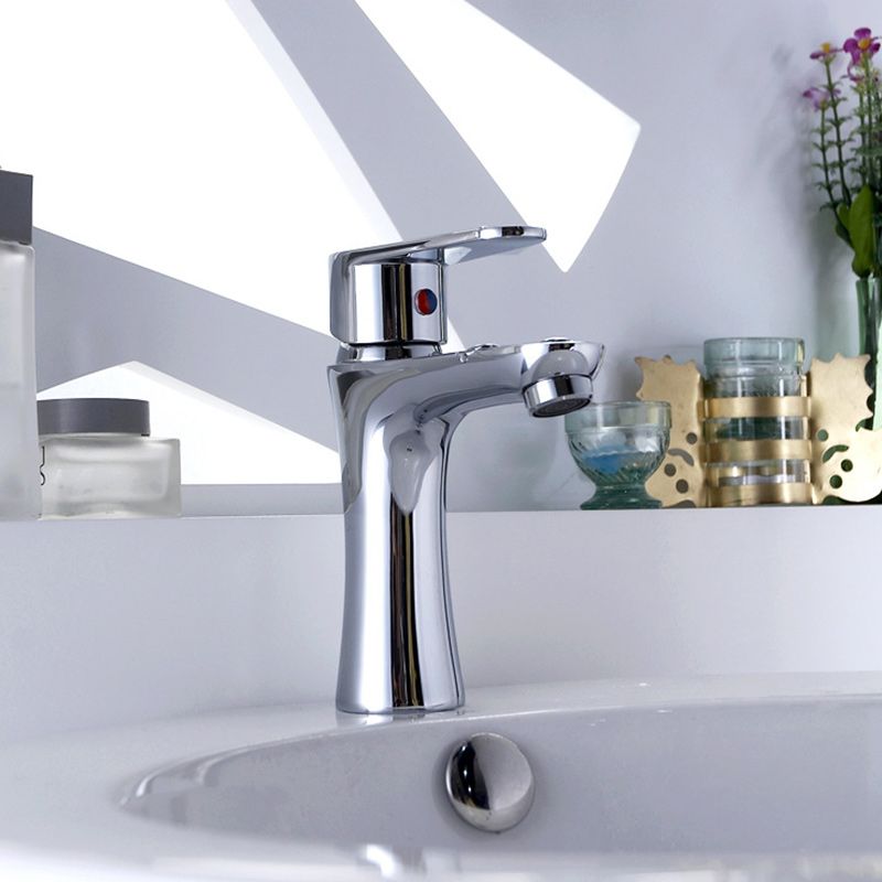 Lisslune | Basic Metal Washbasin Faucet Silver Bathroom Faucet with Lever Handle