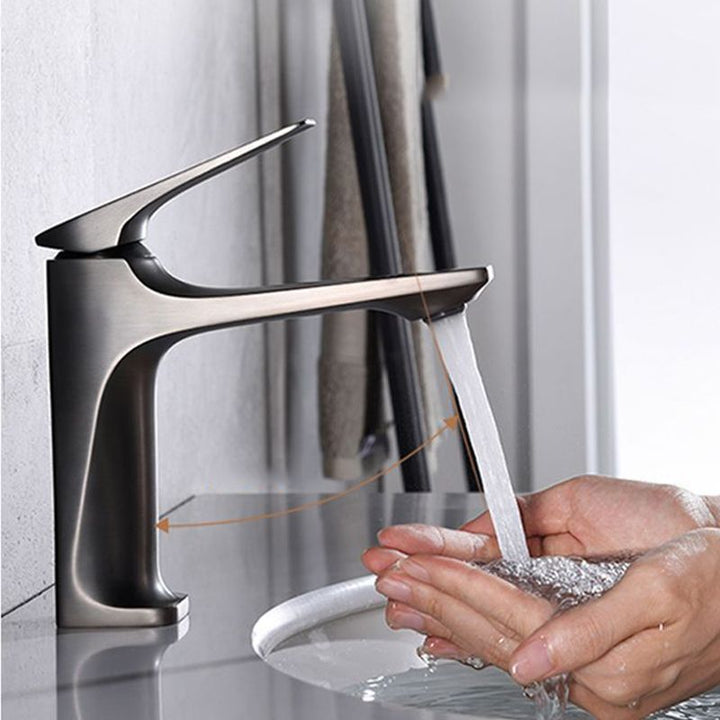 Lisslune | Modern Vessel Sink Faucet Copper Lever Handle Low Arc Vessel Faucet for the Bathroom