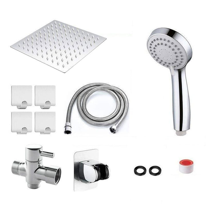Lisslune | Modern Pull-Down Dual Showerhead Square High Arch Showerhead Combination