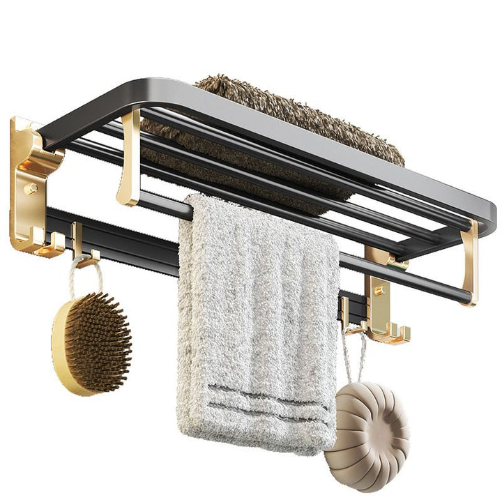 Lisslune | Modernism Bathroom Accessories Hardware Set Black & Gold Bathroom Shelf/Towel Bar