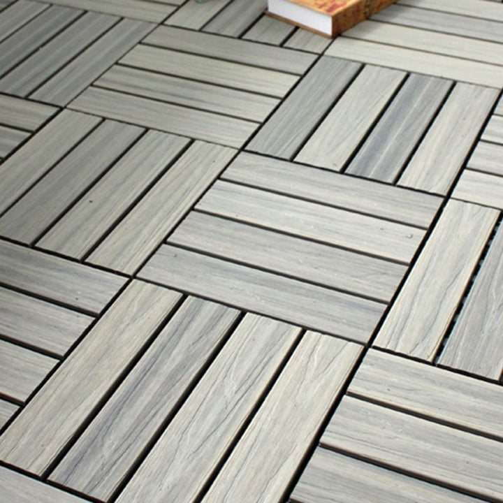 Lisslune | 12" X 12" 4-Slat Square PVC Floor Tiles Snap-Fit Installation Floor Tiles