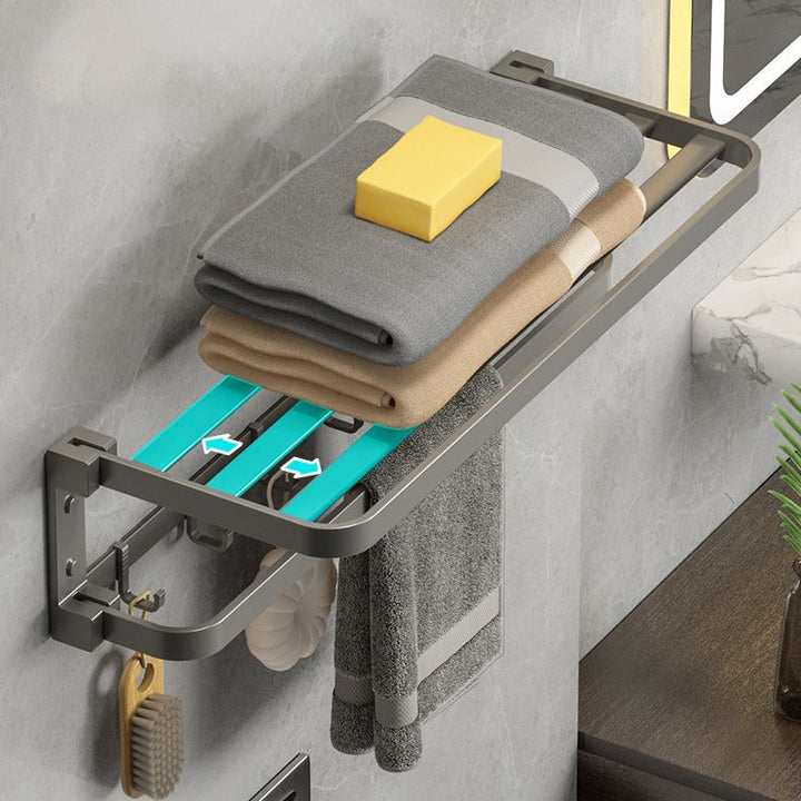 Lisslune | Modern Gray Bathroom Accessories Set Aluminum Stainless Steel Bathroom Shelf/Towel Hooks/Towel Bar