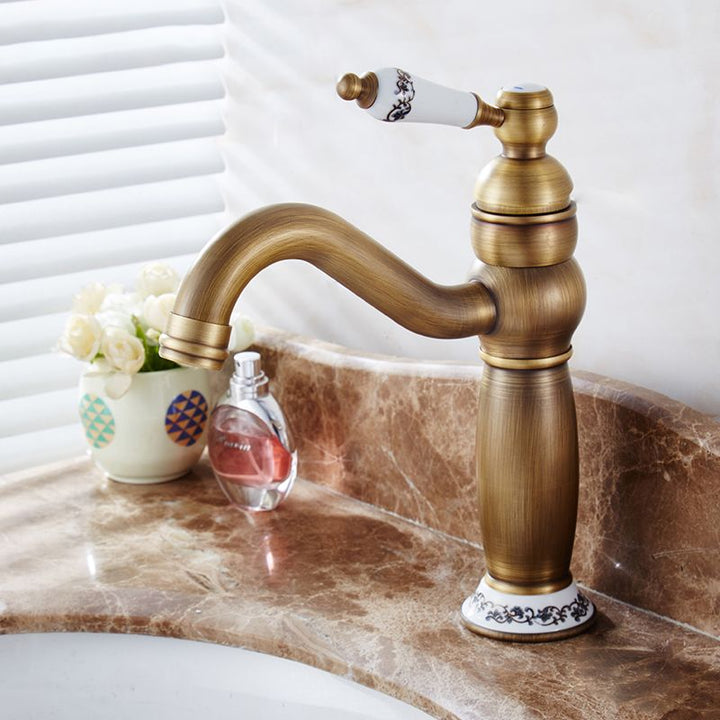 Lisslune | Round Basin Faucet Bathroom Faucet Single Lever High Arc Basin Faucet
