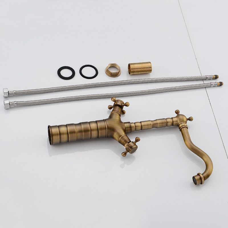 Lisslune | Deck Mounted Copper Roman Tub Faucet Double Handles Roman Tub Faucet Set