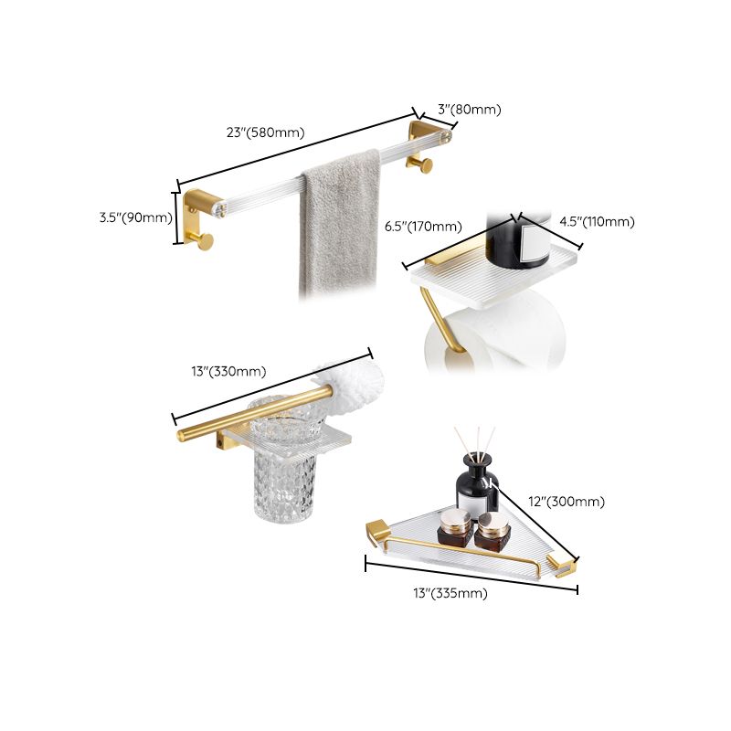 Lisslune | Bathroom Accessories Set in Gold Metal and Acrylic Bathroom Accessories Set