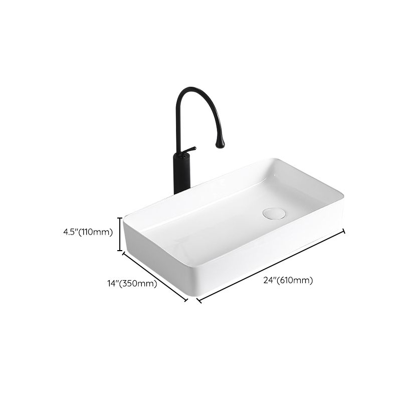 Lisslune | Modern Vessel Sink Porcelain Rectangular Vessel Sink (Not Included Faucet)