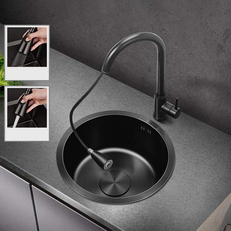 Lisslune | Classic Round Wash Basin Stainless Steel Built-in Basin Non-slip Round Basin for the Kitchen