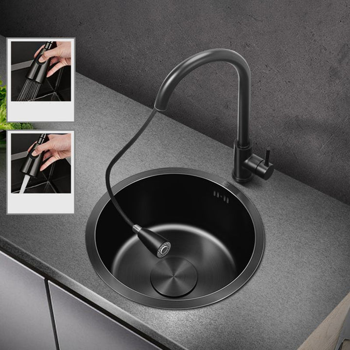 Lisslune | Classic Round Wash Basin Stainless Steel Built-in Basin Non-slip Round Basin for the Kitchen