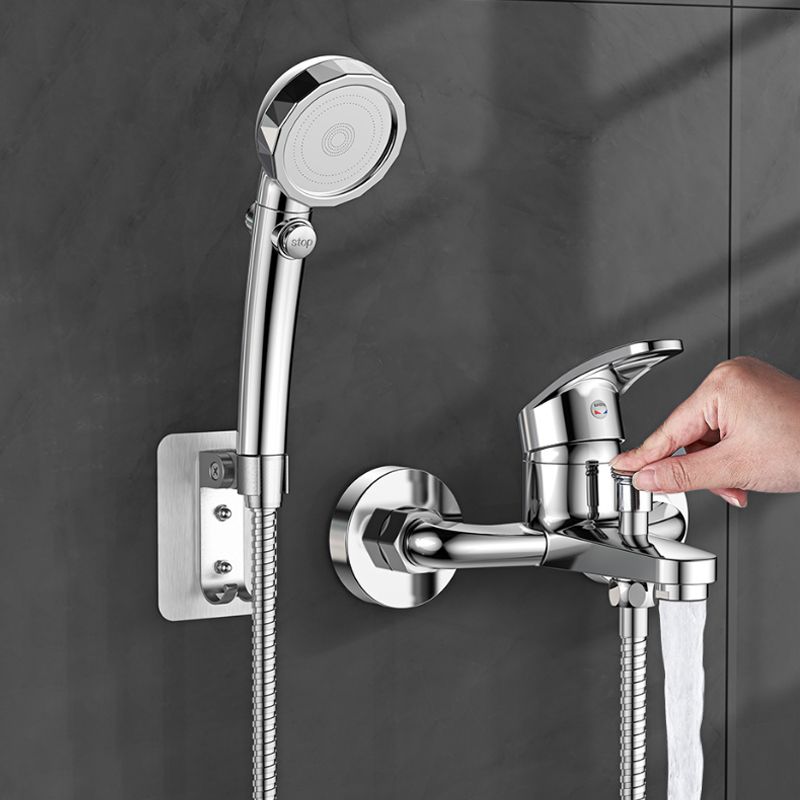 Lisslune | Single Lever Bath Mixer 2 Holes Wall Mounted Hand Shower Low Arc Tub Filler