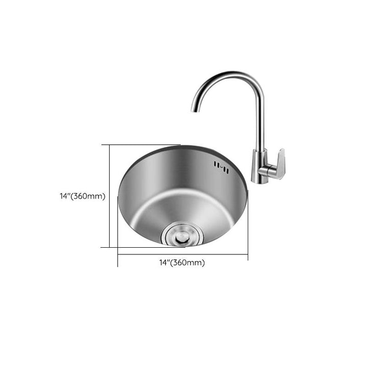 Lisslune | Round Stainless Steel Sink Built-in Sink with Basket Strainer