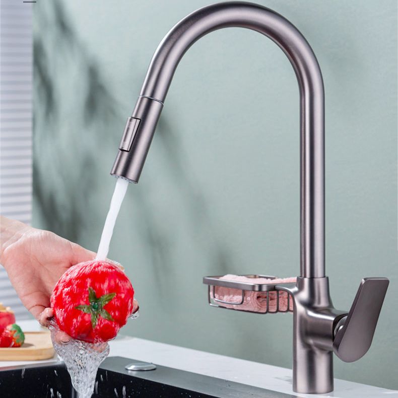 Lisslune | Goose Neck Kitchen Sink Faucet Three-Way with Pull-Down Spray Head
