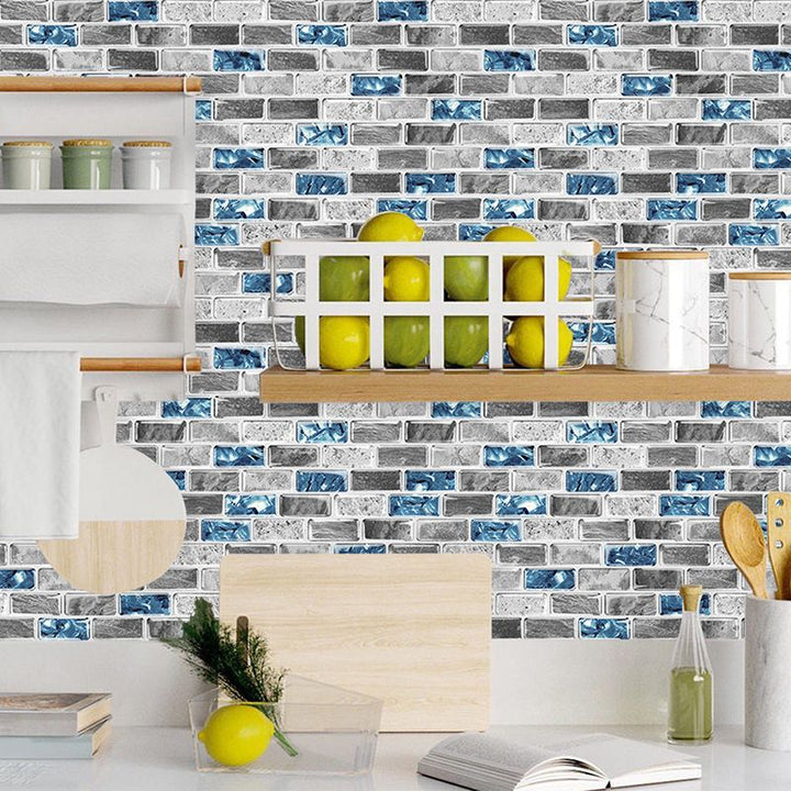 Lisslune | Peel and Stick Wall Tile Rectangle PVC Subway Waterproof Peel & Stick Tile 10-Pack