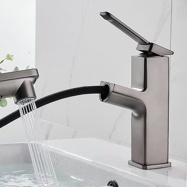 Lisslune | Modern Brass Faucet Center Mount Bathroom Faucet with Water Hose