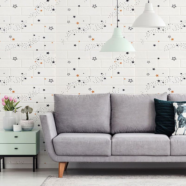 Lisslune | XPE Foam Wall Cladding Star Pattern Square Waterproof Wall Cladding for the Living Room