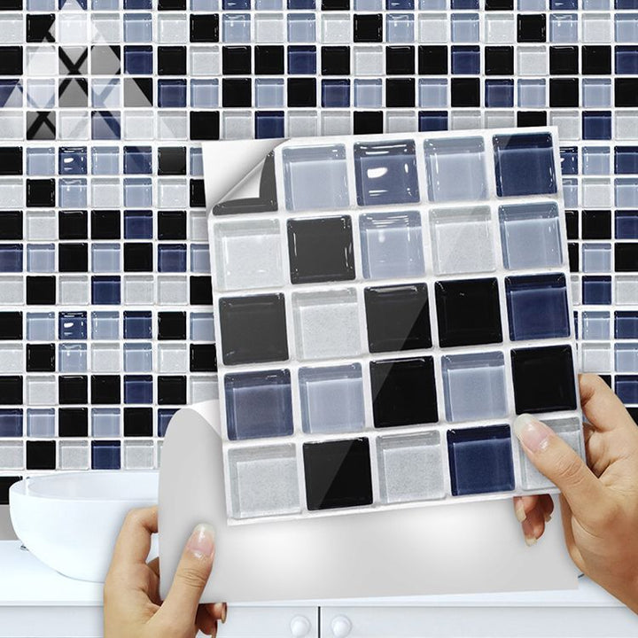 Lisslune | Square Peel and Stick Tile Grid Mosaic Tiles Interior Wallpaper