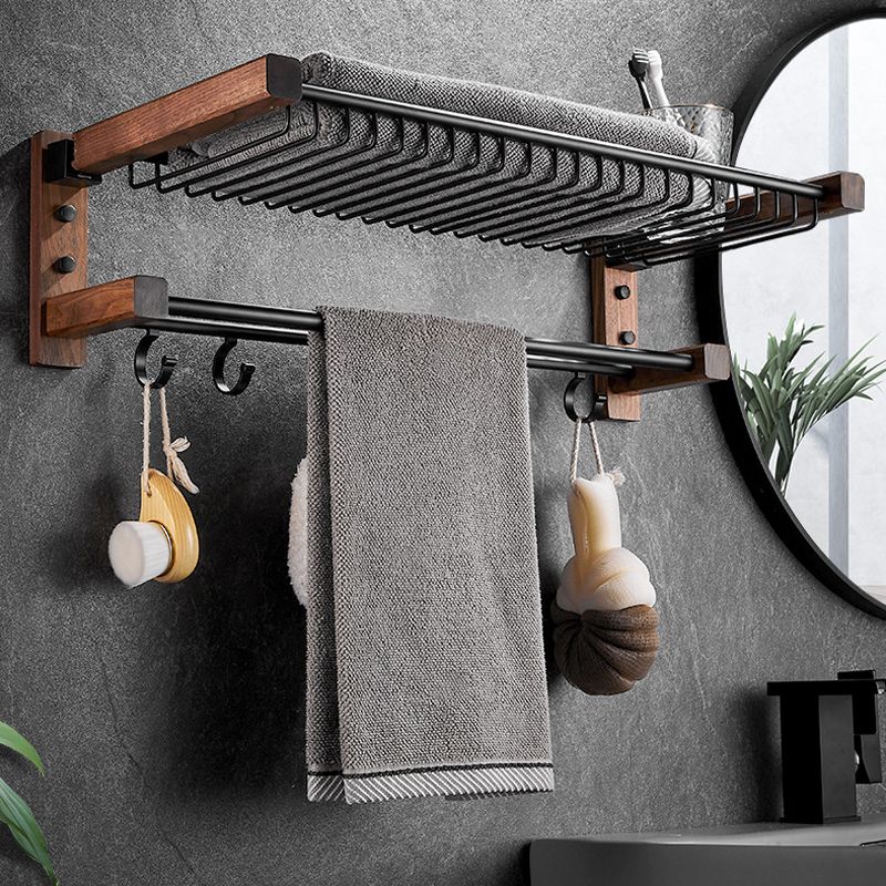 Lisslune | Wood & Aluminum Bathroom Set Brown Bathroom Accessory Set