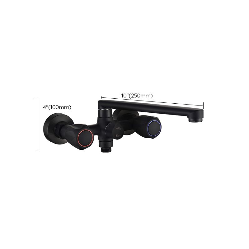 Lisslune | Modern Bathtub Faucet Trim Black Wall Mounted Swivel Spout with Hand Shower
