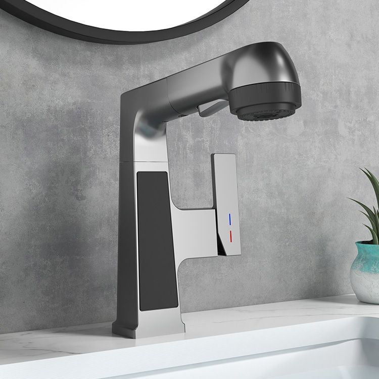 Lisslune | Modern Sink Faucet Pull-Out Lever Handle Brass Faucet Bathroom
