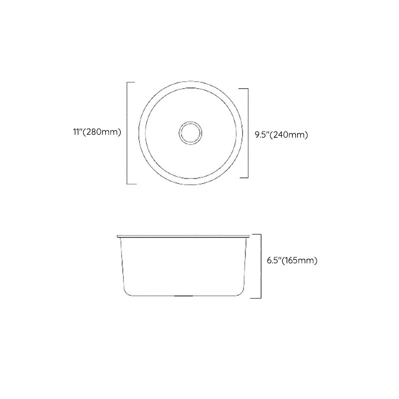 Lisslune | Classic Round Wash Basin Stainless Steel Built-in Basin Non-slip Round Basin for the Kitchen