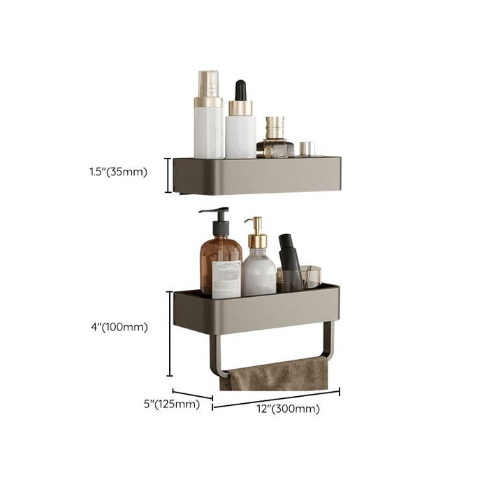Lisslune | Contemporary Aluminum Bathroom Accessory Set Gray Bath Shelf