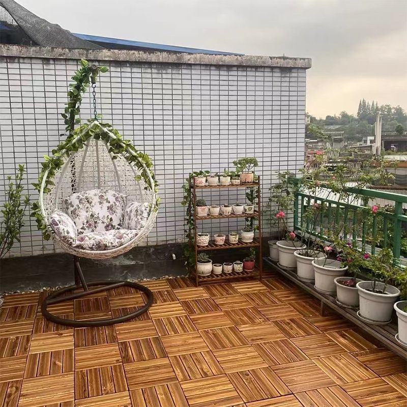 Lisslune | Tradition wood tile wire-brushed square engineered wood for patio garden