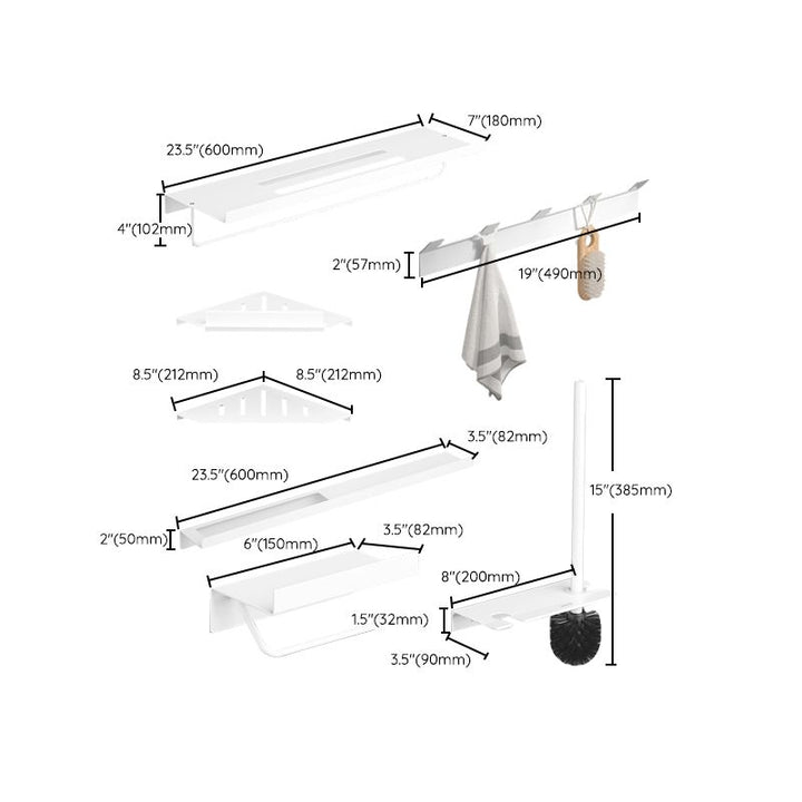 Lisslune | Modern White Bathroom Accessory Set Bathroom Shelf Paper Holder Bathroom Accessory Kit