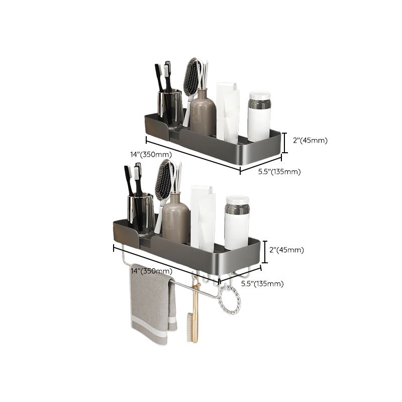 Lisslune | 3-piece modern bathroom hardware set aluminum bathroom shelf in gray