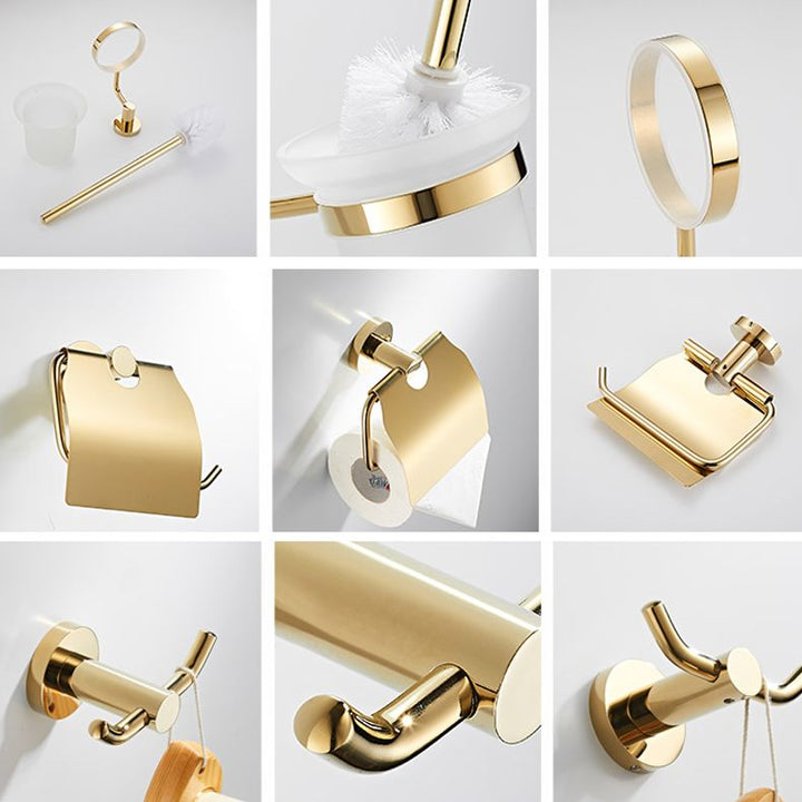 Lisslune | 4 Pieces Traditional Bathroom Accessory Set Brass Bathroom Set in Matte Gold