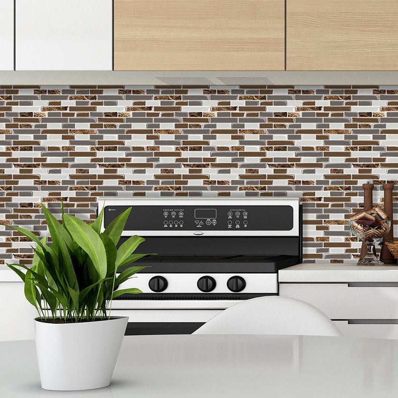 Lisslune | PVC Peel & Stick Tile Subway Rectangle Stain Resistant Peel & Stick Tile for the Kitchen