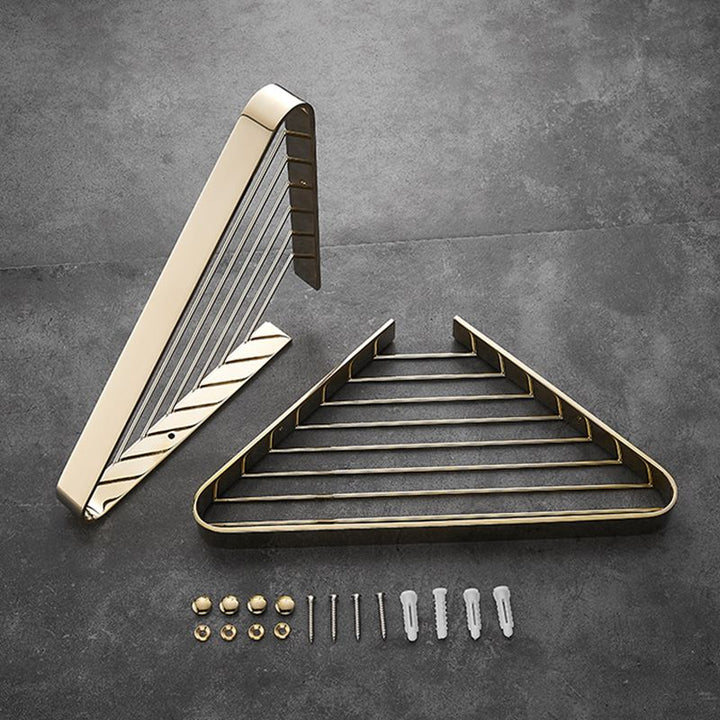 Lisslune | 2-piece modern bathroom accessory set, polished chrome/gold, bathroom shelf